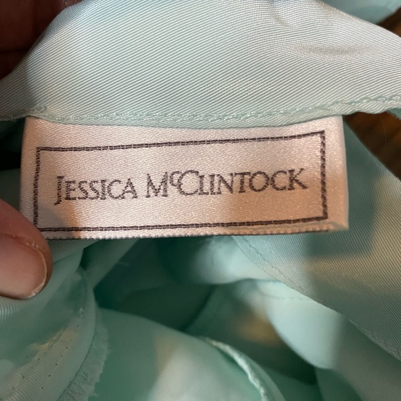 Jessica McClintock Green Peplum Midi Dress Sweetheart Neckline - Picture 6 of 6